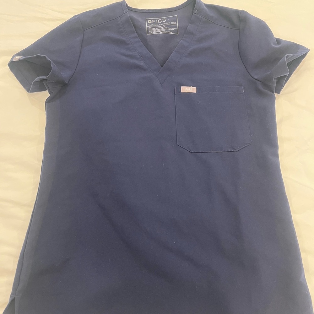 Figs Deep Blue V-Neck Scrub Top
